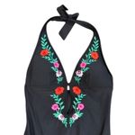 Kate Spade Marina Beach Halter Plunge One Piece Swimsuit in Black, Size M Photo 3