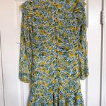 Veronica Beard  Ruched Floral Silk Chiffon Mini Long Sleeve Dress 6 Yellow Blue Photo 9