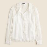 J.Crew NWT Ruffle button-up shirt in crinkle chiffon Sz 4 small hole from tag Photo 0