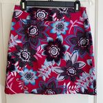 Talbots Floral Cotton Hobo Lined Pencil Skirt Red Blue Size 2 Photo 0