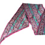 Anne Klein Long Rectangle Scarf 70" x 11" Royal Tones Floral Burgundy Signed Photo 1