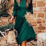 ZARA NWT  Elegant Satin Long Sleeve Mock Neck Midi Dress Size Small $80 Photo 2