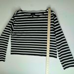 J Crew Striped Cropped Fit Shirt Small Boxy Long Sleeve Preppy Nautical Coastal Black Photo 6