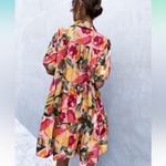 SheIn Women's Button Down Dress Brush Print Puff Sleeve Smock Sun Dress Photo 2