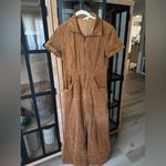 VICI Corduroy jumpsuit utility pockets zip up collar wide leg short sleeve boiler Photo 6