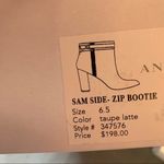 Ann Taylor Sam Side Taupe Leather Crocodile Ankle Bootie Heels Size 6.5 EUC Photo 5