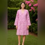 Marié by Victoria Dunn Pink 3D Lace Long Sleeves Mini Kaftan‎ Dress Size Small Photo 9