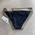 Trina Turk NWT  black taupe colorblock gold mosaic square hardware sides size 6 Photo 2