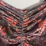 Free People  Reina Floral Velvet Off the Shoulder Top Women's Small Brown Ruched Photo 7