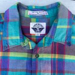 Dockers Blue Plaid Colorful Button Up T-shirt Photo 3