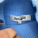 Diane Von Furstenberg  Blue Puff Sleeve Wool Cashmere Turtleneck Sweater SMALL Photo 2