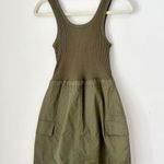 Mango NWT  Combined Parachute Morrone Knit Mini Dress Olive Green Wome's Size XS Photo 4