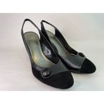Alex Marie Pump Heels 10M Black Suede Slingback Button Detail Country Club Photo 1
