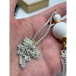 Vintage white chain tassel boho festival retro necklace White Photo 8