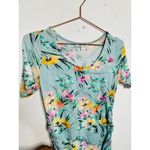 Yumi Kim Blue Floral Printed Mini Short Sleeve Scoop Maternity Dress sz S Photo 7