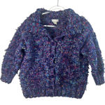 Emma Camusso Womens L Wool Blend Textured Chunky Knit Cardigan Sweater Uruguay Purple Size L Photo 0