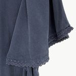 Sézane  Matty Ruffle Silk Short Sleeve Blouse | Sz FR 38 (US 6) | Navy Blue Photo 7