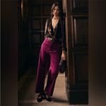 Anthropologie  Maeve Colette Corduroy Wide Leg Cropped Pant Grape Purple Size 32 Photo 2