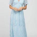 Pinkblush Light Blue Lace Mesh Overlay Maxi Dress Women’s Size Medium Photo 0