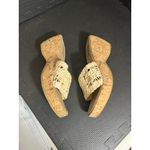 Mudd Y2K 2000s  cream cork wedge sandals iridescent sequin flower embroidered 10 Photo 5