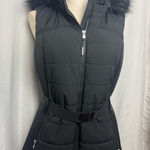Michael Kors Women's Black Puffer Vest with Faux Fur Trim Medium NWOT Photo 0