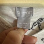 Chico's Size 1 M White Cheetah Print V Neck Short Sleeve T Shirt Top Photo 9