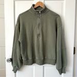 Aerie Sun’s Out Oversized Quarter Zip Sweatshirt Olive Green Size XS Photo 1