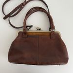 Patricia Nash Rora Frame Satchel Bag Brown Suede Leather Tan Flower Appliqué Photo 3