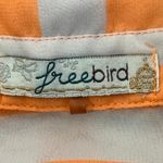 Freebird Button Shirt Womens M Orange White Striped Sheer Long Sleeve 70s Retro Size M Photo 3