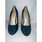 Nine West Peep Toe Dark Turquoise High Heels Womens Sz 10 Leather Upper Photo 4