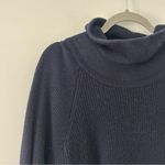 Vince Cowl Neck Wool Cashmere Chunky Ribbed Knit Side Zippers Blue Sweater M Photo 2