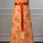 Vintage 60s 70s Orange Yellow Garden Party Chiffon Floral Gown Long Dress 4 6 S Photo 0