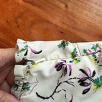 Topshop US 2 Light Yellow Crop Top Ruffle Strap Tank Purple Floral Vine Photo 4