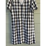 Loft Ann Taylor Black White Gingham Plaid Vneck Linen Blend Shirt Dress Women 6 Photo 2