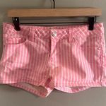 Pink and White Striped Jean Shorts with Flat Front Size undefined Photo 0