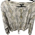 EXPRESS Women's Snake Print Top - Gray and Gold Medium Cropped Photo 0