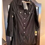 NEW Corduroy Jacket Shirt Dress Pocket Belted Oversized S Black Photo 3