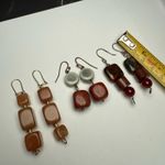 Stone Bead Dangle Drop Pierced Earrings Lot Of 3 Beaded Photo 3