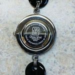 Victoria Wieck Beverly Hills Round Onyx Gemstone Link Watch Mother of Pearl Face Black Photo 3