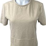 ZARA NEW  Beige Nude Faux Leather Suede Short Sleeve Mini Tee T-Shirt Dress M Photo 5