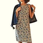 J.Jill Linen Floral Print Sleeveless Shift Dress Yellow Blue Vacation Resort Photo 1
