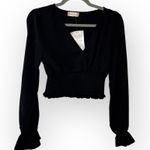 Altar'd State Altar’d State Black Cropped Smocked Blouse M NWT Boho Y2K Festival Western Top Photo 0