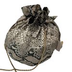 Zimmermann  Snakeskin Print Silk Bucket Pouch Bag Drawstring Gold Chain Strap Photo 1