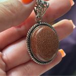 925 Silver Cabochon Goldstone / Venturine pendant Photo 1