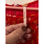 Free People Red Floral Smocked 3/4 Sleeve Boho Smock Top Sz 10 Photo 2