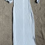 stretchy New Blue Ribbed Halter Backless‎ Bodycon Dress Tie Waist US XS/S Photo 2