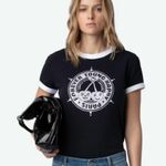 Zadig & Voltaire  Walk Diamanté Insignia BC Blason Strass Ringer Tee Rhinestone Photo 4