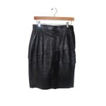 Vakko Vintage Black Genuine Leather Skirt Women's 12 Lined Neiman Marcus Photo 1