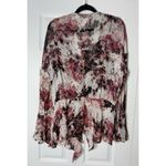 IRO  Red Black Floral Bell Sleeve V-Neck Viscose Blouse Size 44 / Large 12 Photo 11