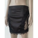 SheIn Black Satin & Lace Peek A Boo Mini Skirt Photo 4
